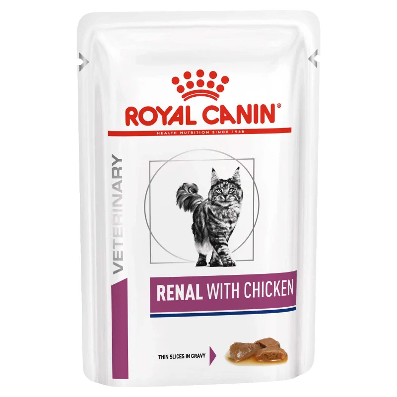    - Senior cat food  Royal Canin Veterinary Cat Food Pouch Renal with Chicken