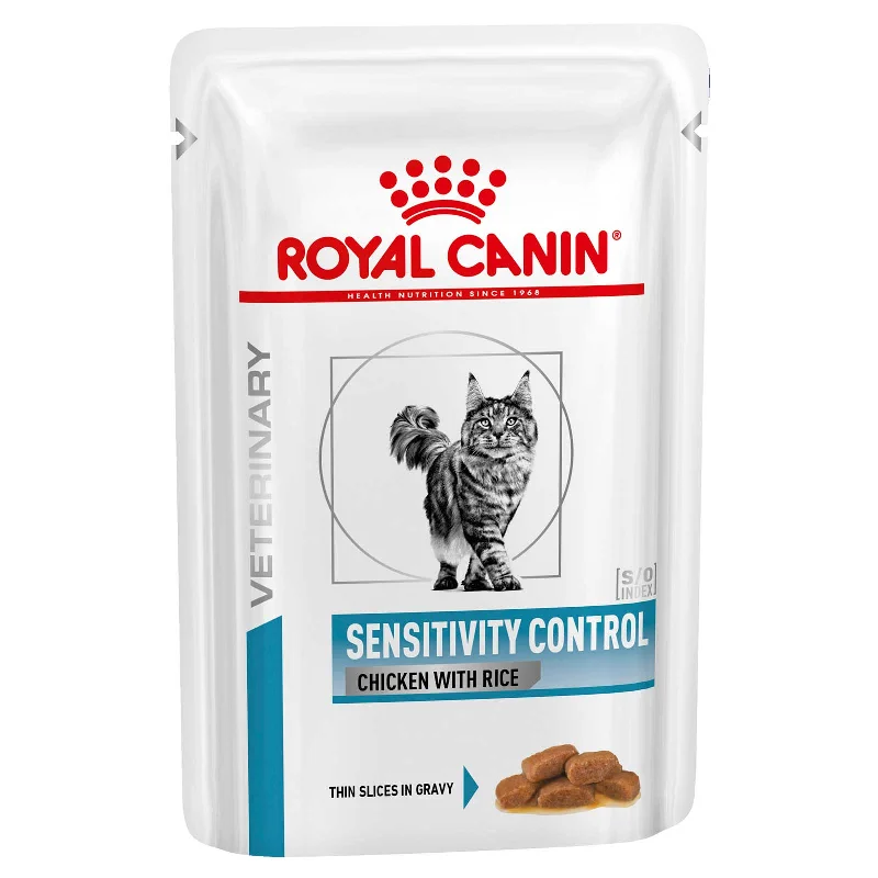    - Hypoallergenic cat food  Royal Canin Veterinary Cat Food Pouch Sensitivity Control Chicken & Rice