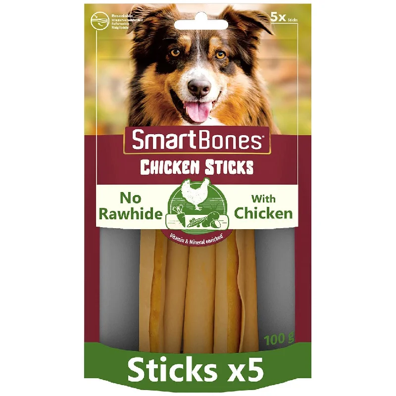  -High-fiber dog foodSmartBones 5 Chicken Rawhide Free Sticks Dog Treats 100g